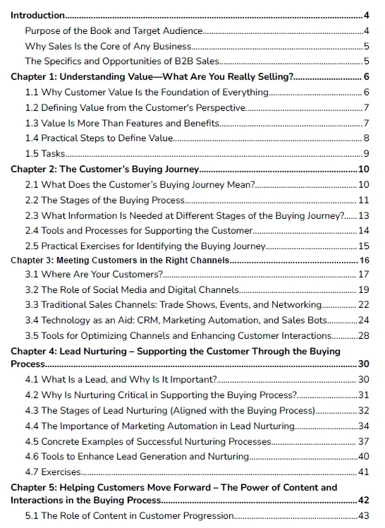 Book table of contents, page 1