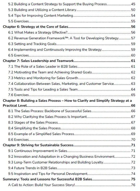 Book table of contents, page 2