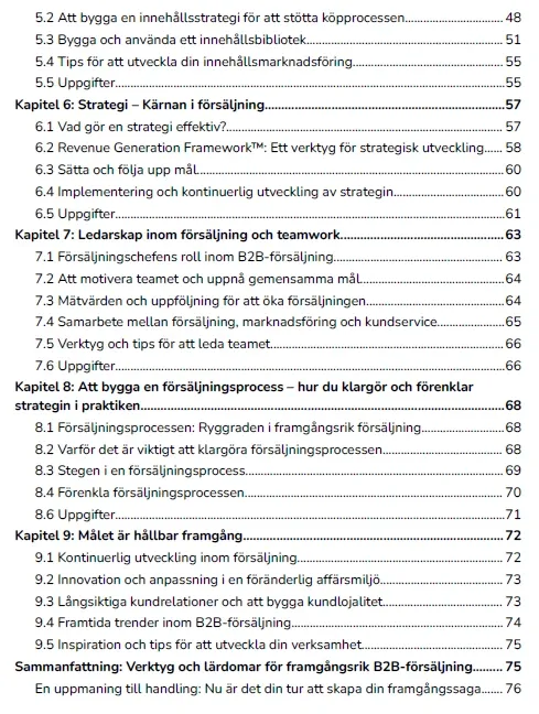 Bokens innehållsförteckning, sida 2